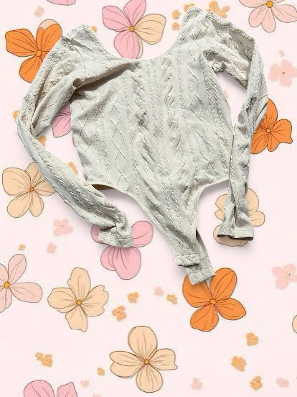 Cream Cable Knit Long Sleeve Bodysuit